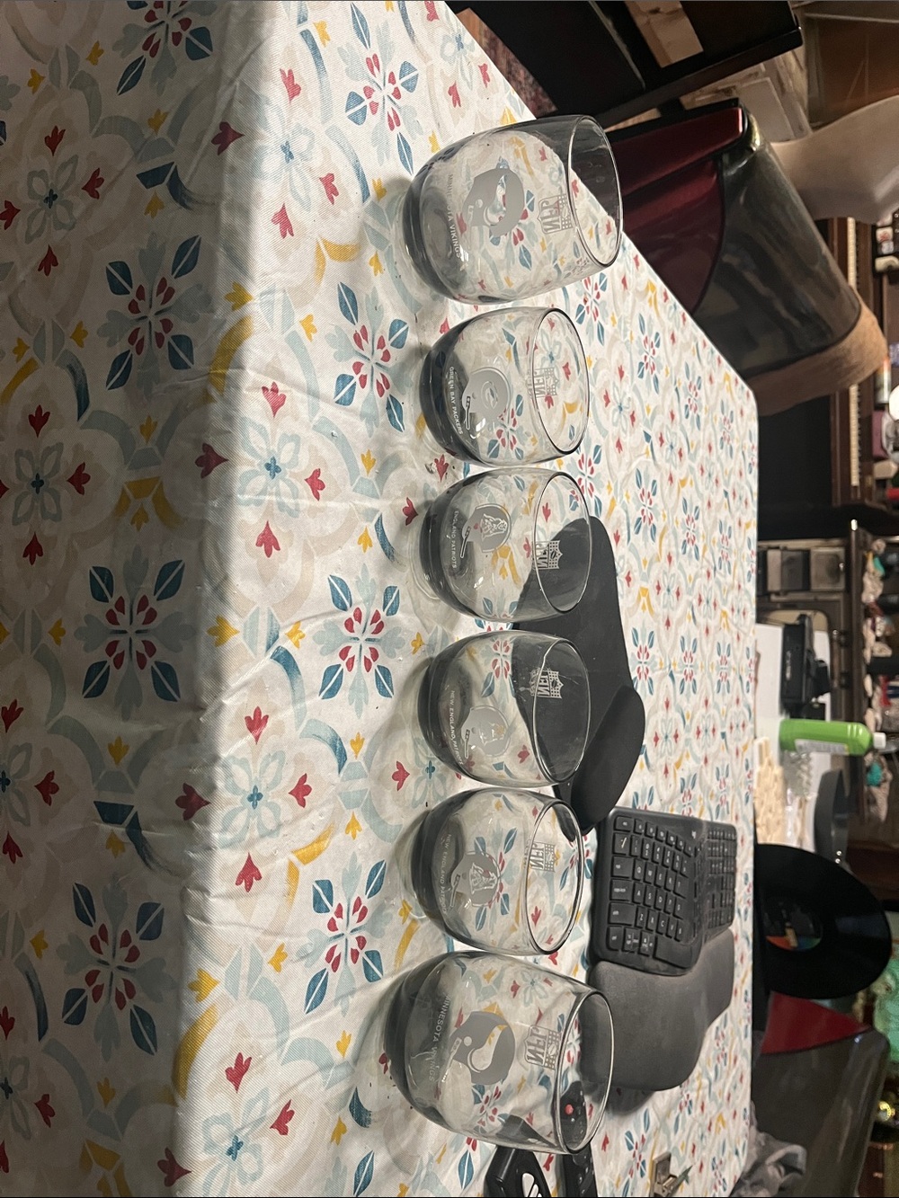 Etched NFL Rocks Glasses - set of 6 with Team Logos Vikings patriots packers